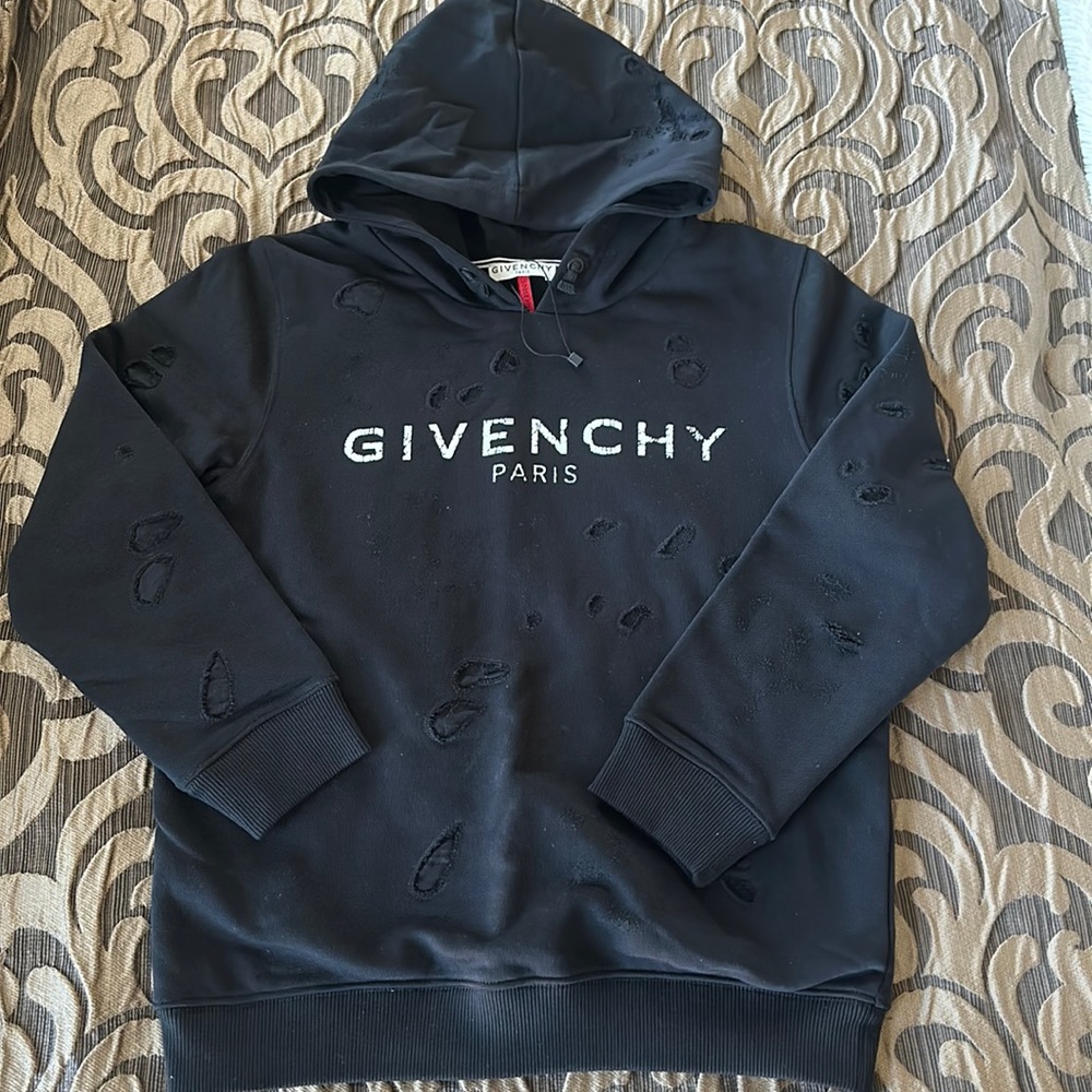 Givenchy Kids Logo Printed Distressed Hoodie